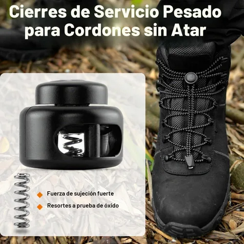 Vista 4 de Cierres de Cordón Resistentes - Tope Sujetador de Cordón de Doble Orificio para Cordones Sin Atar y Más