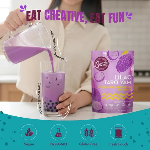Vista 8 de Suncore Foods Lila Taro Yam Powder 5oz (batata morada) Sin gluten