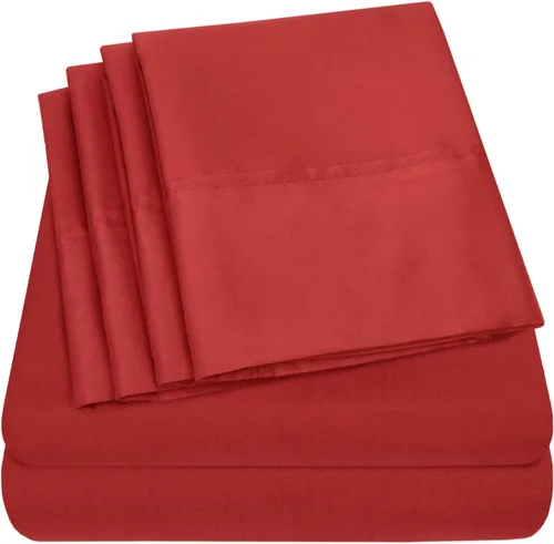 Vista 29 de Juego de sábanas de 4 piezas para camas individuales de 1500 hilos de microfibra de cepillado fino con bolsillo profundo - 1 funda de almohada