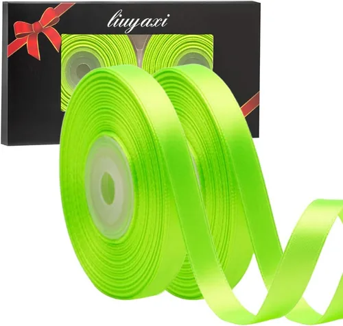 Vista 81 de Cinta de satén verde manzana de doble cara de color sólido de 1/2 pulgada x 25 yardas, cintas perfectas para manualidades, decoración de bodas