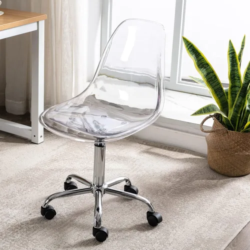 Vista 3 de Silla de escritorio transparente de acrílico con ruedas y altura