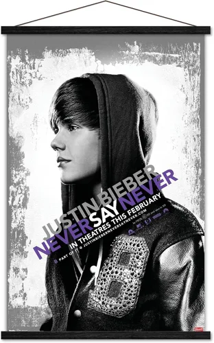 Vista 7 de Trends International Justin Bieber - Póster de pared con texto en inglés "Never Say Never Say Never", 14.725 x 22.375 pulgadas, versión enmarcada