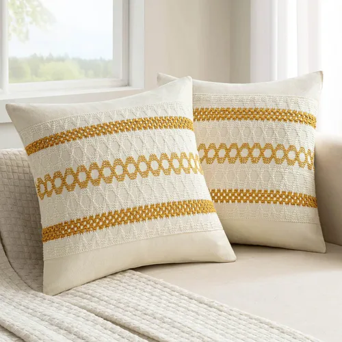 Vista 10 de MIULEE Fundas de almohada lumbares decorativas bohemias, cojín de algodón retro, tejido rustico de macramé para el hogar para cama, sofá, silla, Azul