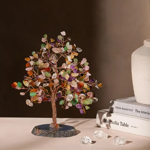 Vista 5 de KARMA AND LUCK, Invigorate Feng Shui Árbol de la Vida Decoración del Hogar con piedras preciosas reales, envuelto a mano con alambre de cobre sobre