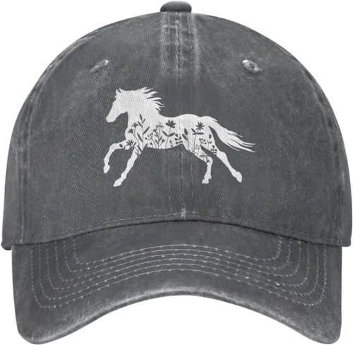 Vista 2 de Gorra de béisbol vintage con diseño floral y de caballo ajustable para mamá y papá