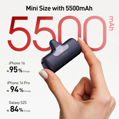 Vista 2 de iWALK Cargador portátil de 5500 mAh Banco de energía pequeño de próxima generación de 22.5 W, batería de carga rápida, cargador de teléfono portátil