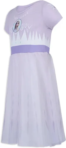 Vista 7 de Disney Vestido de Frozen para niñas, vestido de princesa Elsa copo de nieve, blancorosalila