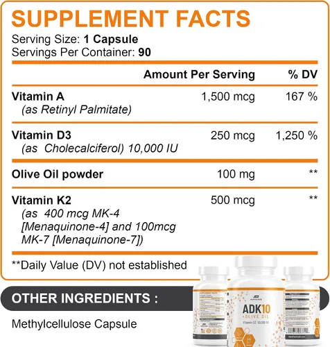 Vista 5 de Suplemento vitamínico ADK 5 + suplemento vitamínico ADK 10