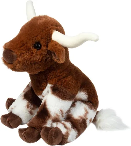 Vista 2 de Douglas Bixbie Texas Longhorn Bull - Peluche de vaca de cuerno largo, suave y realista, 9 pulgadas, lindo animal de granja occidental para niños