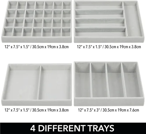 Vista 6 de mDesign Joyero de plástico de 4 cajones bandejas organizadoras divididas extraíbles para almacenamiento en cómoda tocador encimera sostiene aretes