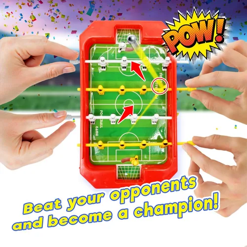 Vista 4 de JA-RU Mini Foosball Table (1 Toy) Mini Arcade Tabletop Soccer & Football Party Favors. Portable Handheld Games for Kids & Office Desk Toys. 255-1s