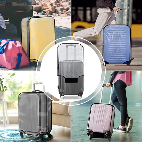 Vista 6 de JZRTravel Funda de equipaje de 3 piezas de PVC transparente impermeable para maleta, protector de maleta de equipaje para ruedas giratorias