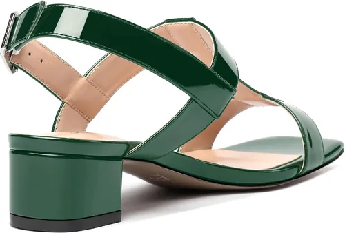 Vista 5 de SHOWFOREST Women's Solid Adjustable Strap Patent Outdoor Buckle Square Toe Casual Chunky Low Heel Heeled Sandals 1.5 Inch