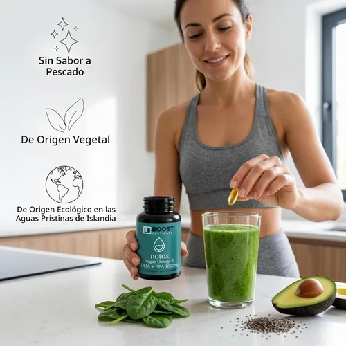 Vista 2 de Aceite de algas vegano Omega 3 DHA 410mg - Sin regusto a pescado, suministro para 60 días