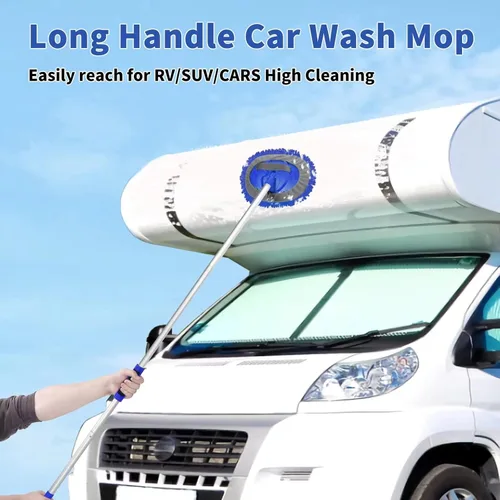 Vista 2 de Wontolf - Cepillo de lavado de coche de 62" con mango largo - Mopa de microfibra de chenilla, kit de limpieza, limpiaparabrisas, plumero, toallas
