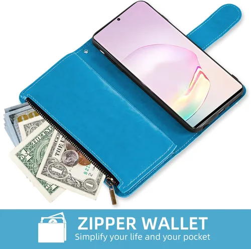 Vista 5 de Asuwish Funda compatible con Samsung Galaxy Note 20 Ultra Glaxay Note20 Plus 5G y protector de pantalla de vidrio templado con tapa para Gaxaly Azul