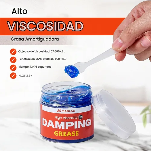 Vista 3 de Kit de grasa amortiguadora para varillas de suspensión de lavadora con insertos de espuma Alta viscosidad 35,000 CST Blue 3.53 oz Grasa