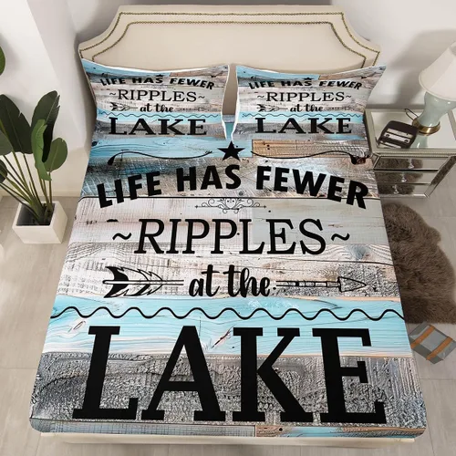 Vista 47 de Erosebridal Fishing Fitted Sheet Twin for Boys, Big Pike Fish Black Bed Sheets for Rustic Farmhouse Lake House Decor, Fishing Bedding Set Marine