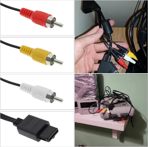 Vista 3 de 2 cables de repuesto de cable de video compuesto AV compatible con Nintendo 64 N64GamecubeSNES AV cables de repuesto