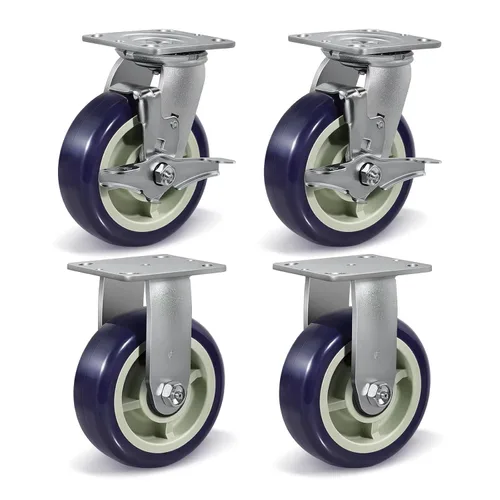 Vista 20 de Ruedas giratorias industriales de 4 x 2 pulgadas, poliuretano en rueda de polipropileno, ampliamente utilizadas para camiones de plataforma U-Boat