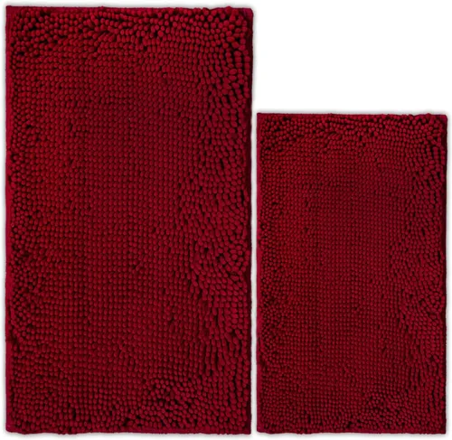 Vista 22 de Juego de 2 tapetes de baño de chenilla, superabsorbentes, con fuerte respaldo antideslizante de PVC, tapetes de baño para baño, peludos