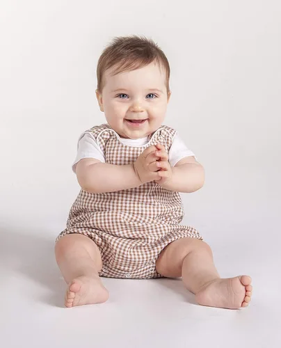 Vista 3 de Lil Cactus - Pelele de una pieza con diseño de burbujas, estilo seersucker o cuadros de gingham, para bebés y niños pequeños café Gingham