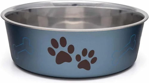 Vista 22 de Bol metálico para mascotas Bella, de Loving Pets, M, Artichoke