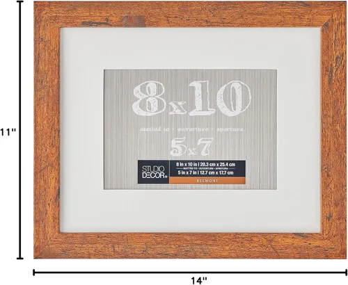 Vista 8 de Studio Decor Marco de fotos Belmont Honey de 8 x 10 pulgadas con paspartú de 5 x 7 pulgadas, accesorios para colgar prefijados, pantalla horizontal