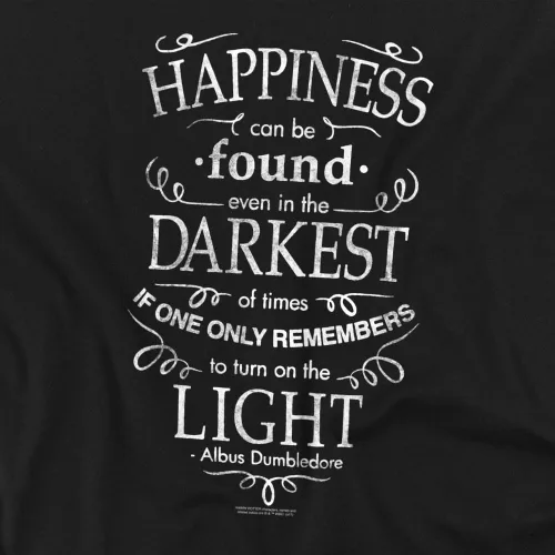 Vista 2 de Camiseta de Harry Potter con cita inspiradora de Dumbledore sobre la felicidad y colección de pegatinas Negro