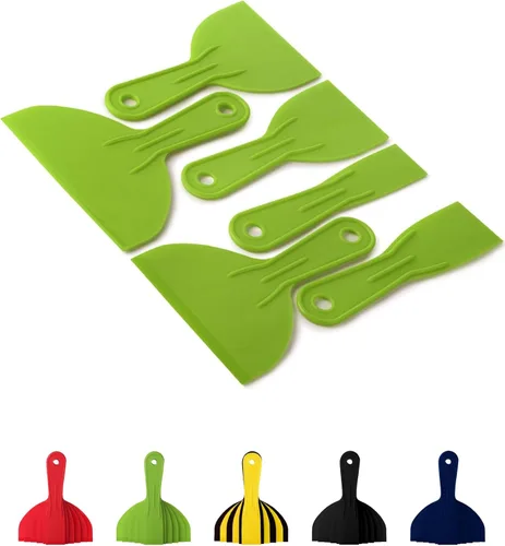 Vista 13 de Bates - Juego de 6 cuchillos de masilla de plástico, raspador de pintura, herramienta de spackle y esparcidor para reparación de raspado de Rojo
