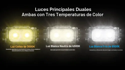 Vista 2 de Nitecore NU25 MCT UL Linterna frontal ultraligera de 400 lúmenes, recargable USB-C para mochilero, camping y running