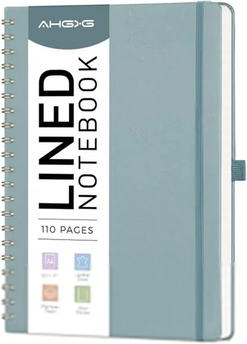 Vista 10 de AHGXG Cuaderno de espiral rayado de 8.5 x 11 pulgadas, cuadernos grandes A4 para mujeres y hombres, cuaderno de cuero de tapa dura con rayas