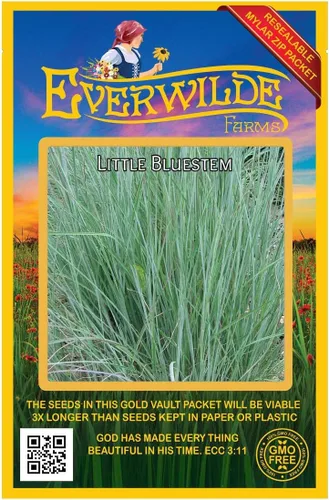 Vista 5 de Everwilde Farms - Semillas de hierba nativa Little Bluestem de 1 onza - Gold Vault