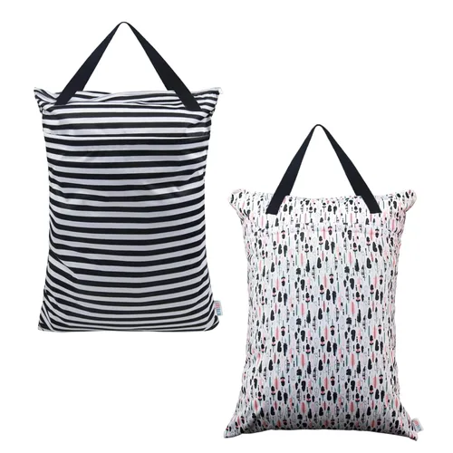 Vista 11 de ALVA ALVABABY - Paquete de 2 pañales grandes de tela impermeable para colgar en seco y húmedo, con bolsillos dobles con cremallera, 25 x 18 pulgadas