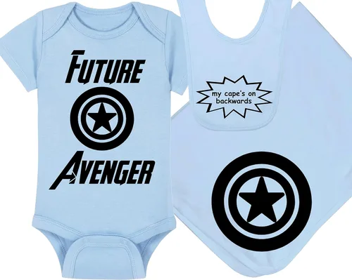 Vista 9 de Future Avenger - Mameluco de superhéroe para bebé, sombrero, manta, combinaciones de paquetes de baberos