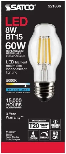 Vista 5 de Satco 6Pk 8w BT15 LED 5000K base mediana regulable - 60w equiv