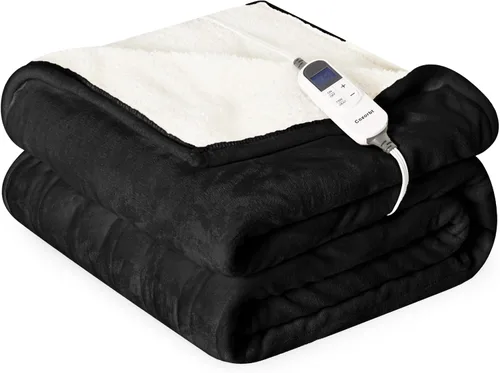 Vista 19 de Manta eléctrica térmica de 50"x60", manta de franela suave y sherpa reversible con 10 ajustes de calor, 12 configuraciones de temporizador y apagado