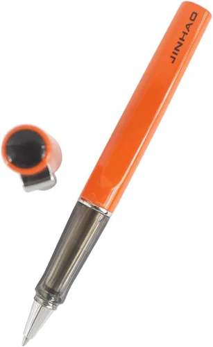 Vista 3 de Comfort Grip Metal Pen Barriles Rollerball Pen Instrumentos de escritura fina - Naranja