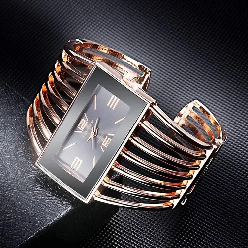 Vista 6 de Relojes de lujo para mujer, analógico de cuarzo, reloj de pulsera rectangular, reloj de pulsera de negocios, casual, de moda, para mujer