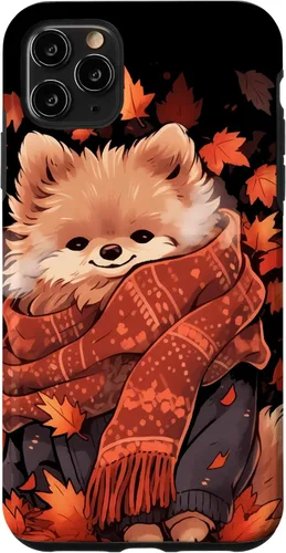 Vista 13 de Pomeranian Pom Autumn Fall Leaves Dog Thanksgiving Case for iPhone 17