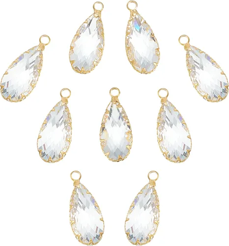 Vista 7 de BENECREAT Colgantes de Cristal de Latón con Dijes, Dijes Facetados en Forma de Gota de Lágrima para Hacer Joyas Accesorios DIY, Latón, vidrio