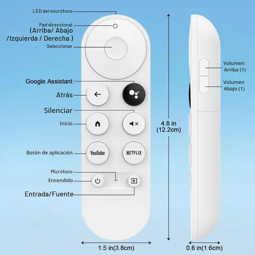 Vista 5 de Control remoto por voz de repuesto para Google-Chromecast-Remote, para Chromecast con Google TV Remote 4K/HD y Google TV Streamer 4K
