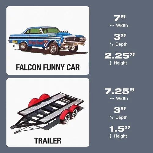 Vista 5 de AMT Cal Drag Combo 1964 Galaxie, AWB Falcon & Trailer Kit de modelo a escala 1:25