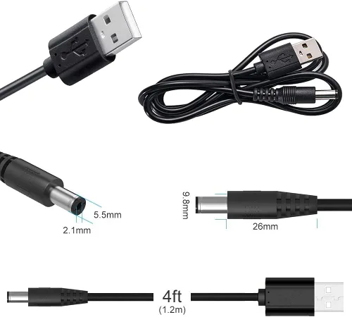 Vista 4 de Cable de alimentación universal de 5 V CC, USB a CC de 0.217 x 0.083 in, cable Powe con conectores (13 piezas) Cable divisor de alimentación de CC 1