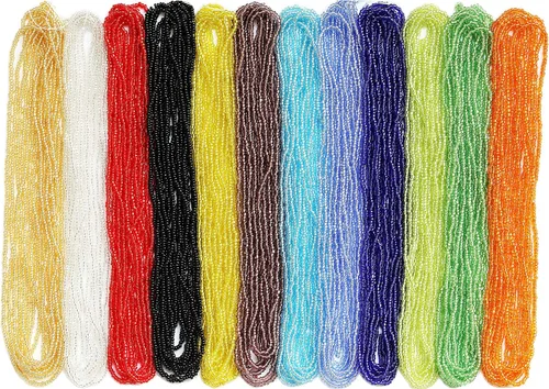 Vista 2 de 11/0 Cuentas de semillas de vidrio 1 Madeja de 3 Metros (12 Madejas de cuerda, Total 12 Colores) Línea de Plata de Vidrio