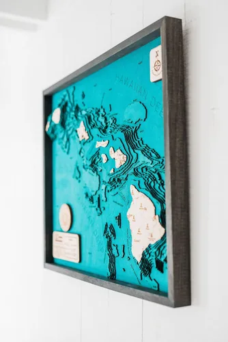 Vista 8 de Mapa de madera 3D de las islas hawaianas, grande, 24 pulgadas de largo x 31 pulgadas de ancho