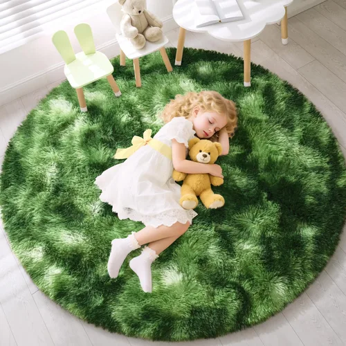 Vista 170 de EVOIONOS Alfombra Redonda Negra para Dormitorio, 4x4 Pies Alfombra de Área Circular Suave y Esponjosa para Sala de Estar, Alfombra Circular de Felpa
