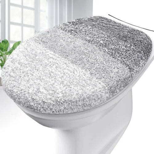 Vista 30 de OLANLY Funda de asiento de inodoro de microfibra suave para baño, cubiertas de asiento lavables a máquina, 17.5x15 pulgadas, con respaldo de goma