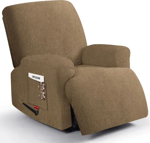 Vista 40 de 3 fundas elásticas para sillas reclinables, fundas de tela de felpa y protectores duraderos de muebles para niños y mascotas (1 plaza, negro)