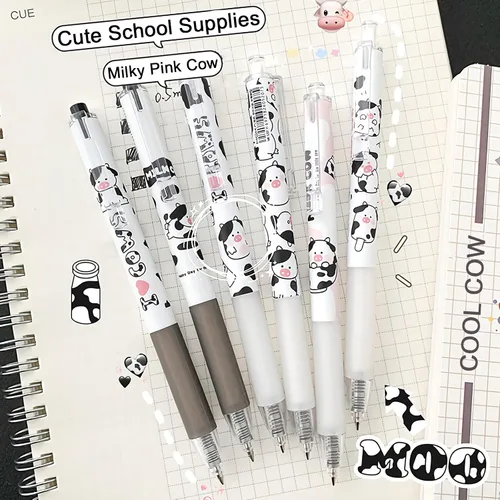 Vista 5 de Lindos bolígrafos kawaii de tinta negra de 0.020 in, punta fina, bolígrafo de escritura suave para suministros escolares de oficina, regalos